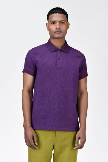 Regular Fit Polo with DTM Collar-Amethyst - Genes Lecoanet Hemant