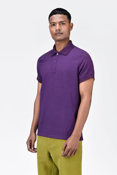 Regular Fit Polo with DTM Collar-Amethyst - Genes Lecoanet Hemant