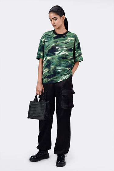 Oversized Camouflage Print Crew Neck T-Shirt - Genes Lecoanet Hemant