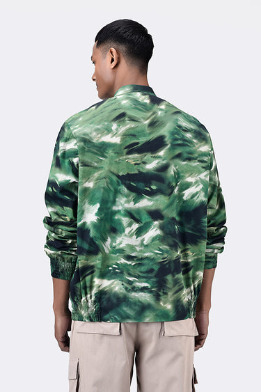 Easy Fit Cotton Pin Corduroy Bomber with Camouflage Print