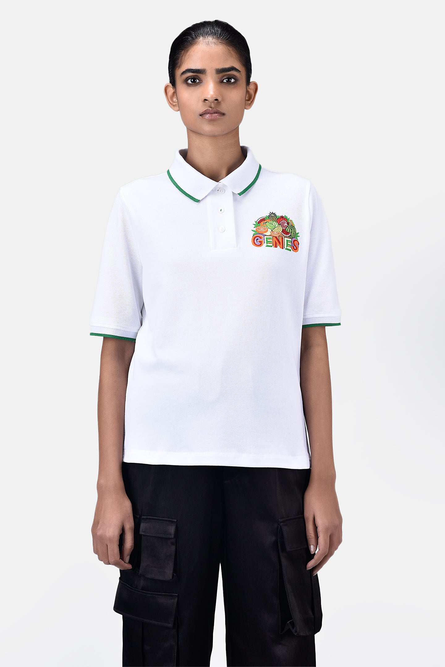 Easy-Fit Polo with Fruit Basket Embroidery Patch