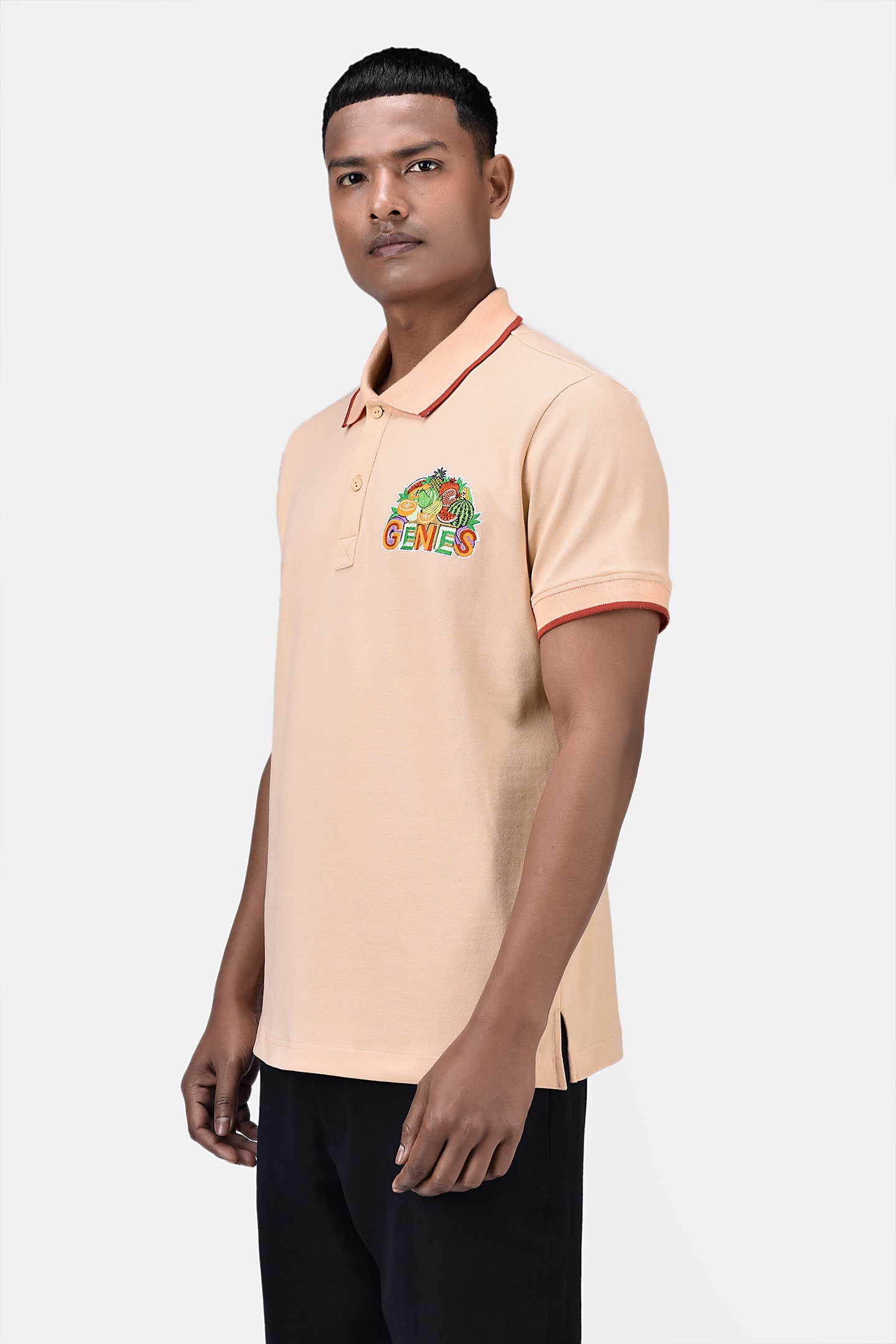 Regular Fit Men's Polo With Genes Fruit Basket Embroidery