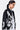 Relaxed Fit Linen Herringbone Bomber Jacket with Tropical Print Black