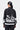 Relaxed Fit Linen Herringbone Bomber Jacket with Tropical Print Black