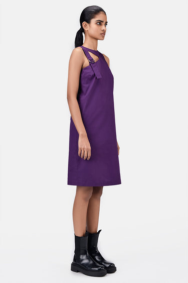 A-Line Top with Asymmetric Cross-Over Straps-Amethyst - Genes Lecoanet Hemant
