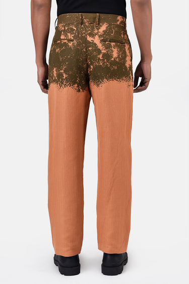 Regular Fit Linen Herringbone Trouser with Canopy Print