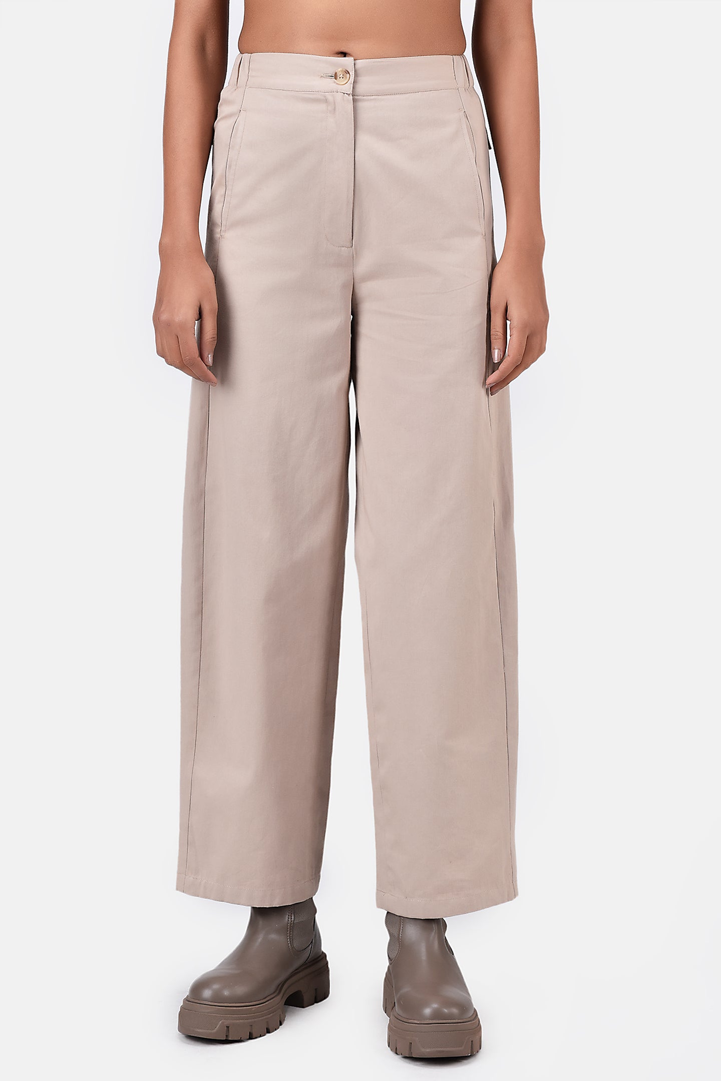Straight Fit Trousers with Detailed Construction