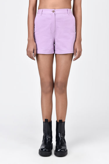 Women's Regular Fit Cotton Light Twill Shorts Lavender - Genes Lecoanet Hemant