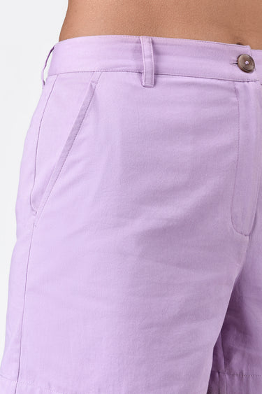 Women's Regular Fit Cotton Light Twill Shorts Lavender - Genes Lecoanet Hemant
