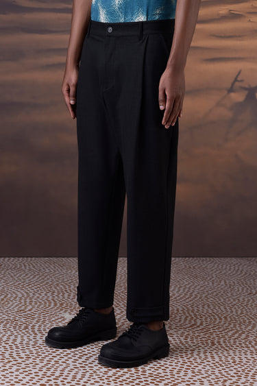 Charcoal Poly Viscose Check Trouser - Genes Online Store