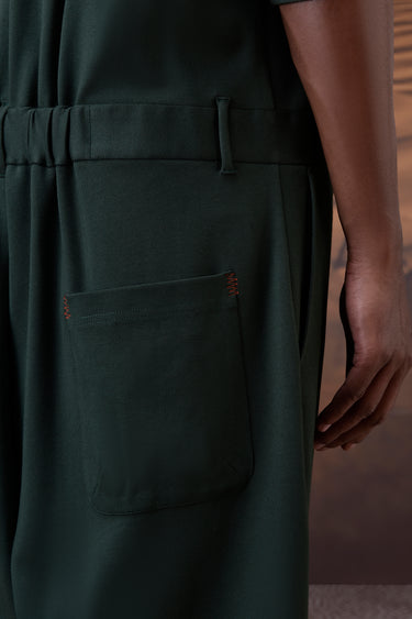 High-Neck Utility Jumpsuit in Military Green - Genes Online Store