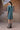 Designer retro blue pleated dress women by Genes Lecoanet Hemant