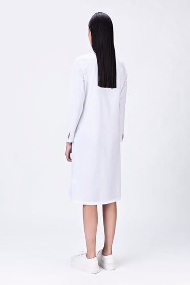 Straight Fit Shirt Dress with Heritage Embroidery - White - Genes Lecoanet Hemant