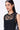 Black Poly Organza Straight Fit Top with Ravioli Embroidery