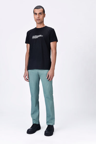 Cotton Heavy Twill Denim-Style Trousers Seafoam Blue - Genes Lecoanet Hemant