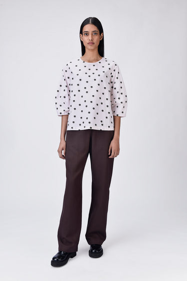 Pink Stripe Top with UV Flower Print - Genes Lecoanet Hemant