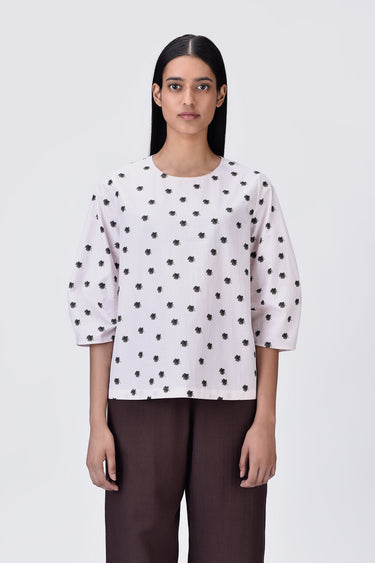 Pink Stripe Top with UV Flower Print - Genes Lecoanet Hemant