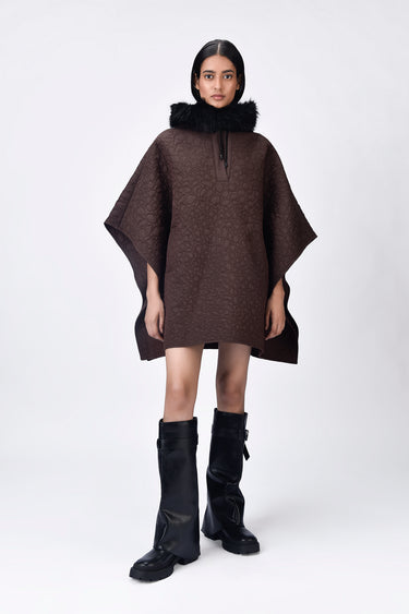 Chocolate Brown Silk Poncho Top
