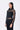 Black Poly Organza Relaxed Fit Turtle Neck Top with Micro Cell Applique