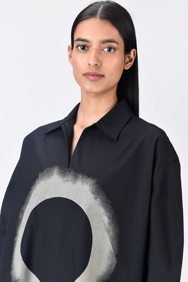 Cotton Shirt Dress with Eclipse Print - Genes Lecoanet Hemant