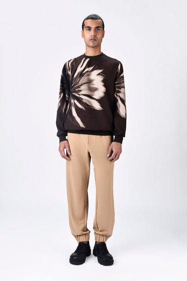 Banana Crepe Sweatshirt with UV Flower Print - Genes Lecoanet Hemant