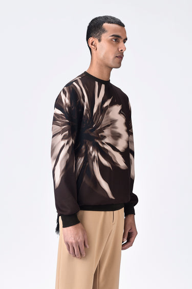 Banana Crepe Sweatshirt with UV Flower Print - Genes Lecoanet Hemant