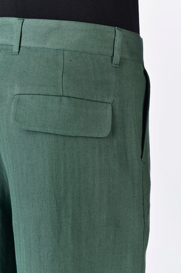 Linen Herringbone Trouser with Flap Pocket - Genes Lecoanet Hemant