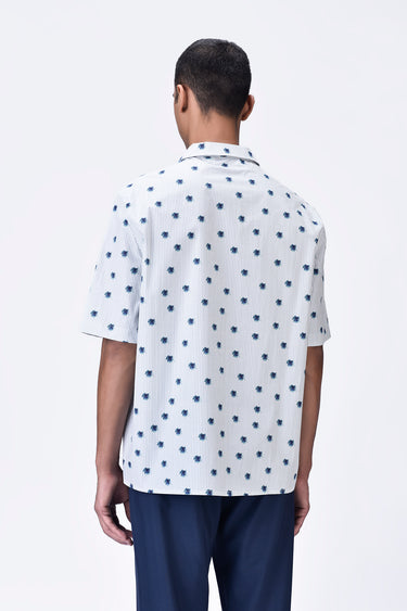 Cuban Collar Shirt with UV Flower Print - Genes Lecoanet Hemant