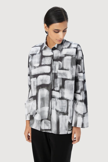 A-Line Shirt with Structured Pleated Shoulder - Genes Lecoanet Hemant