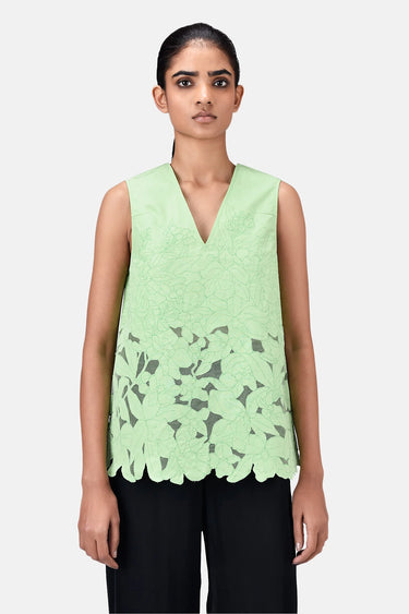 A-Line Sleeveless V-Neck Top - Genes Lecoanet Hemant