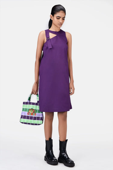 A-Line Top with Asymmetric Cross-Over Straps-Amethyst - Genes Lecoanet Hemant