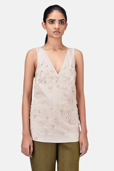 A-Line Top with Floral Applique - Genes Lecoanet Hemant