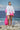 White and pink abstract graphic oversized shirt for women by Genes Lecoanet Hemant India