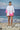 Women white pink oversized shirt with abstract print, designer fashion India