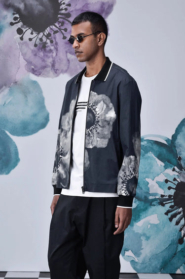 Anemone Flower Regular Fit Jacket- Black Grey - Genes Online Store