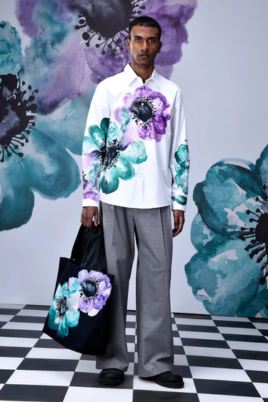 Anemone Flower Regular Fit Shirt- Green - Genes Online Store