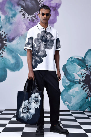 Anemone Flower Relax Fit Casual Polo - Grey - Genes Online Store