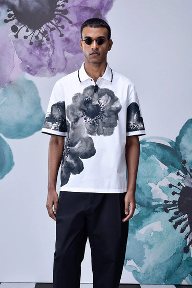 Anemone Flower Relax Fit Casual Polo - Grey - Genes Online Store