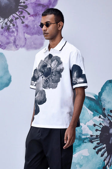 Anemone Flower Relax Fit Casual Polo - Grey - Genes Online Store
