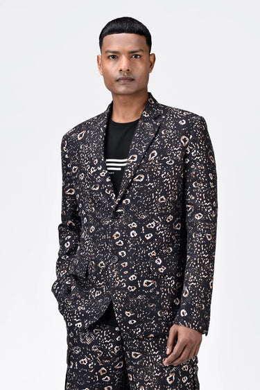 Animal Print Regular Fit Men's Two-Button Jacket - Genes Lecoanet Hemant