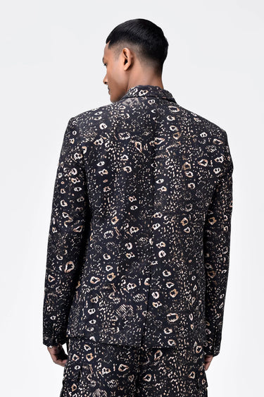 Animal Print Regular Fit Men's Two-Button Jacket - Genes Lecoanet Hemant