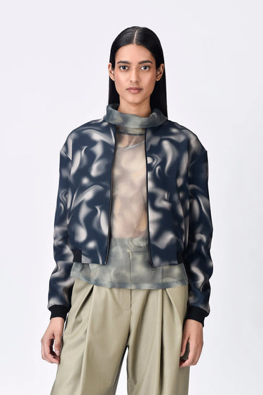 Aurora Print Bomber Jacket - Taupe Black - Genes Lecoanet Hemant