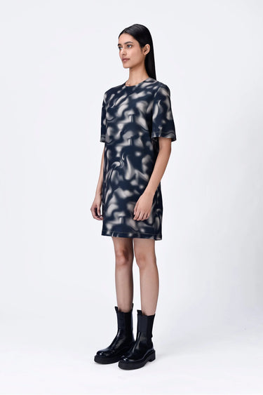 Aurora Print Shirt Dress Taupe-Black - Genes Lecoanet Hemant