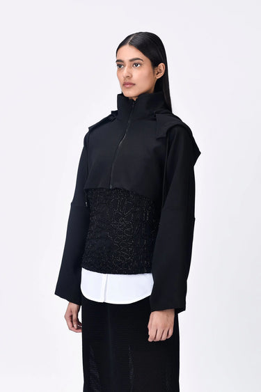 Banana Crepe Relaxed Cropped Zipper