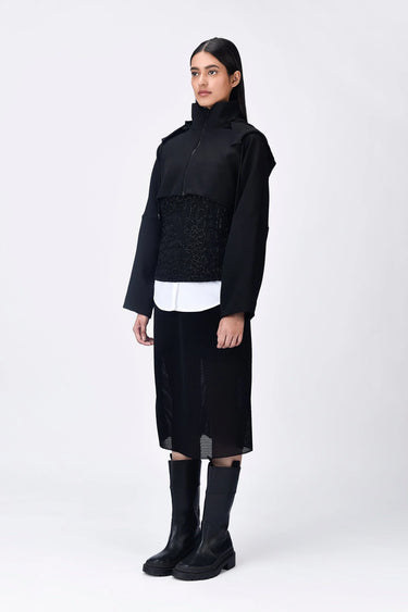 Banana Crepe Relaxed Cropped Zipper
