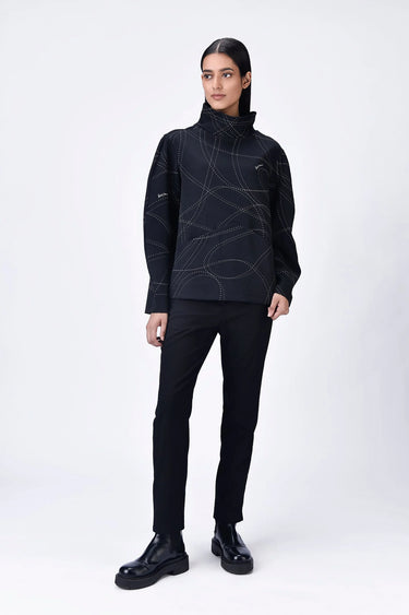 Banana Crepe Relaxed Fit Sweatshirt with Seam Pockets - Genes Lecoanet Hemant
