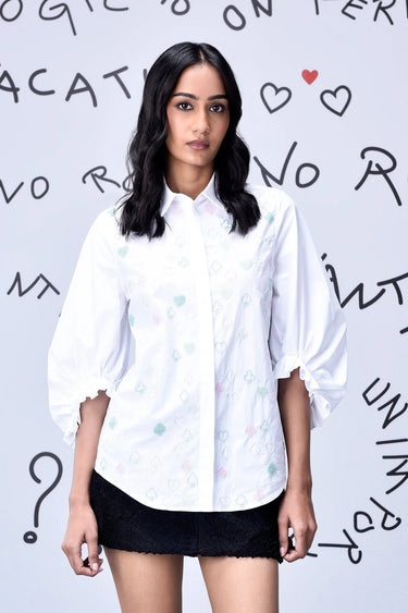 Beard Embroidery Regular Fit Top - White - Genes Online Store