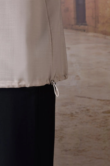 Beige long sleeve shirt for men styled for smart casual and winter wear