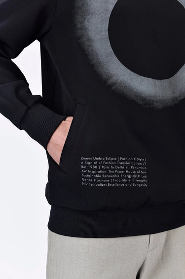 Black Banana Crepe Sweatshirt with Eclipse Print - Genes Lecoanet Hemant