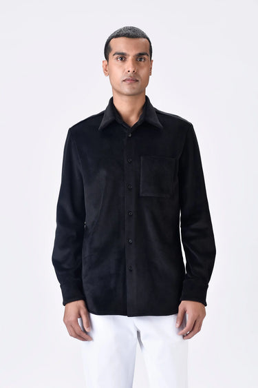 Black Poly Corduroy Shirt